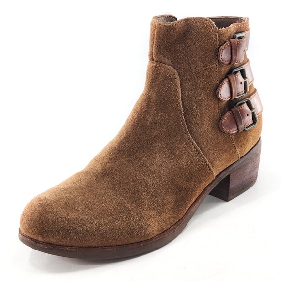 UGG Volta Suede Ankle Booties With Buckles Zip Tan Brown - Picture 3 of 12